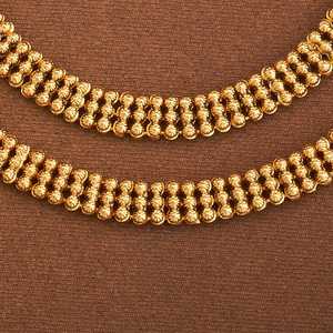 Bijoux de pied bohèmes pour mariage, plaqué or, en alliage de cuivre, perles Payal avec strass et chaînes à clochettes - Product Image 3