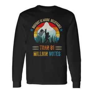 Bigfoot è più credibile del falso conteggio di 81 milioni di voti T-shirt vintage a maniche lunghe USA - Product Image 1