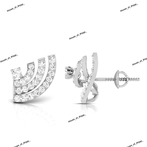 Pendientes de Plata con Diseño de Arco Triple con Diamantes de Moissanita, Estilo Moderno y Lujoso, Brillantes, para Fiestas - Product Image 2