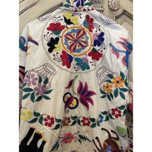 Abrigo Tejido Vintage para Mujer, Blazer Bordado con Anillos Florales, Talla XS, Cierre de un Botón, Transpirable y Moderno para Primavera/Invierno - Product Image 1