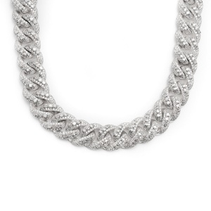 Stylish 10K <b>White</b> <b>Gold</b> Cuban Chain with Lab Grown Diamonds Classic Iced Out <b>Necklace</b> Jewelry <b>for</b> <b>Mens</b> Hip Hop Streetwear Fashion - Product Image 1