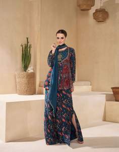 Nouvel arrivage de vêtements de festival spéciaux pantalon Kurti en soie Chinon véritable et Dupatta avec broderie exportateur mondial - Product Image 6