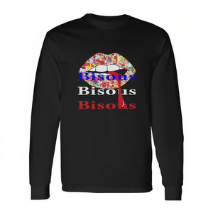 T-shirt a maniche lunghe premium per San Valentino con baci francesi e amanti romantici - Product Image 3