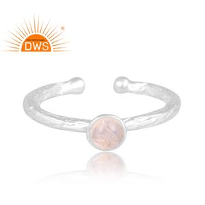 Best Quality Fine Sterling Silver Natural Rainbow Moon Stone Gemstone <b>Adjustable</b> <b>Ring</b> Custom Jewelry Manufacturer - Product Image 2