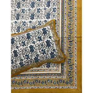 Hand Block Printed King Size 100% Cotton Double Bedsheet Pillow Cover Eco-Friendly Floral <b>Comforter</b> <b>Set</b> for Home 3 Pcs <b>Set</b> - Product Image 1