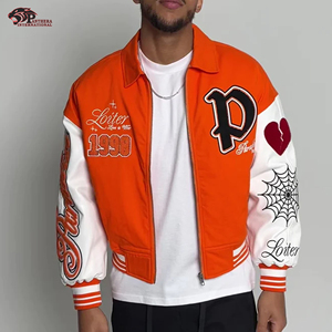 Vestes d'université pour hommes personnalisées OEM Veste d'uniforme scolaire en laine mélangée décontractée avec manches en cuir respirant Nouveau tissé simple - Product Image 2