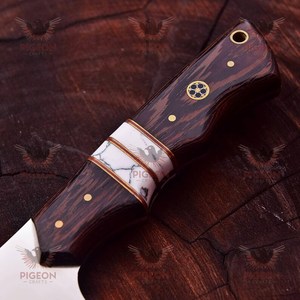 Ensemble de couteaux de chef couperet en acier D2 de style japonais avec gaine en cuir pour usage en cuisine et tranchage - Product Image 2