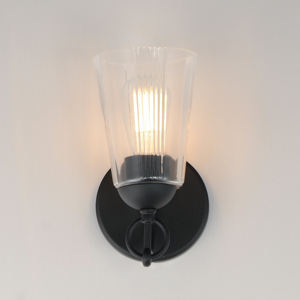 Inspired by authentic Western design, this <b>wall</b> <b>sconce</b> features a tapered clear glass shade - Product Image 2