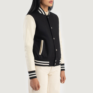 Classic Women's Varsity <b>Jacket</b> Trending Faux Leather Moto <b>Jacket</b> Breathable Women's <b>Racer</b> <b>Jacket</b> with Cotton Fill Dyed Processed - Product Image 3