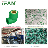IFANPlus ISO 15874 raccord de tuyau en plastique PPR de haute qualité 20-63MM raccords de plomberie PPR raccord de tuyau vert PPR