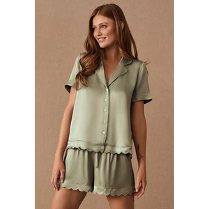 Ensemble pyjama doux et respirant en coton OEM ODM pour femme 100% Vêtements de nuit biologiques confortables Fabriqués au Viet Nam - Product Image 4