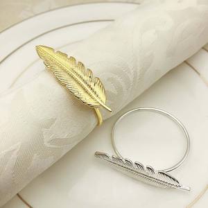 Vente en gros d'usine de décorations pour banquets de mariage, ronds de serviette en or avec fleurs de ginkgo, vaisselle, ronds de serviette décoratifs en or royal - Product Image 2