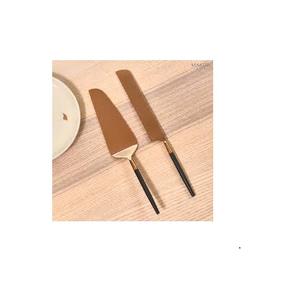 Cuchillo y servidor de latón de la mejor calidad, producto pulido y brillante, aspecto moderno, para pastel y servidor, 100% - Product Image 1