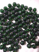 Perles Viking Ribe bleues décorées de lignes rouges blanches et jaunes Ensemble de perles de verre au chalumeau en cristal