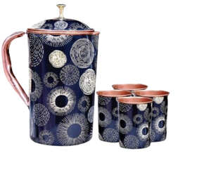 Toxin Free Solid Copper Customized Color/Size/Logo Eco-Friendly Biodegradable Drinkware Water Pitcher with Lid - Product Image 5