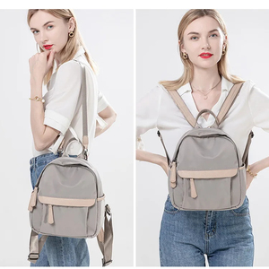 Trendy Waterproof Nylon Anti-Theft <b>Backpack</b> for Women with <b>Leather</b> Trimming Office Use Custom Logo - Product Image 6