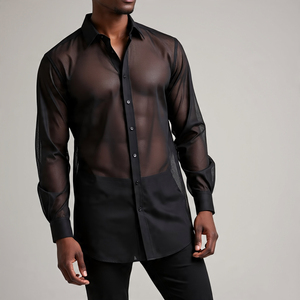 Camiseta de manga corta de malla transparente para hombre, ropa interior de Fitness, ropa de entrenamiento delgada, camisetas transparentes de malla para hombre - Product Image 1