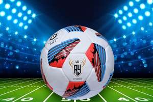 Ballon de football de qualité supérieure, taille 5, cousu à la main, en PU Rexine |   32 panneaux |   Vessie en latex |   Étanche |   Haute qualité |   Logo léger - Product Image 3