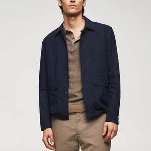 Chaqueta de Algodón para Hombre, Estilo Urbano, Cuello Alto, Color Sólido, Transpirable, Resistente al Viento e Impermeable, Calidad Premium - Product Image 2