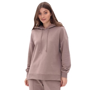 Sweat à capuche oversize pour femme, 350 g/m², respirant, en molleton polyester/coton, épaules tombantes, manches longues, hiver - Product Image 1