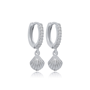 Shell Charm CZ Pierre Dangle Boucles D'oreilles Turc En Gros À La Main 925 Bijoux En Argent Sterling - Product Image 5