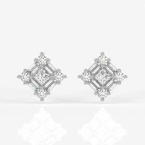 Pendientes de Oro de 18K con Moissanita Incolora de Corte Brillante Redondo de 0.91 Quilates, Corte Excelente/Brillante, Engaste de Garras, Tipo Stud para Compromiso - Product Image 5
