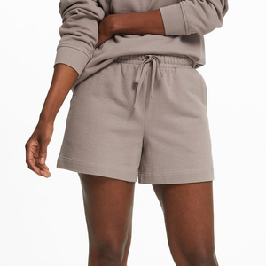 Short pour femme 100% Coton Polaire 350GSM Logo imprimé DTF personnalisé sans ficelles Short respirant pour femme - Product Image 2