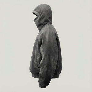 Pull à demi-zip oversize pour homme, gris délavé, tricoté, col montant, sweat-shirt d'hiver uni, streetwear, veste décontractée pour homme, service OEM personnalisé - Product Image 3