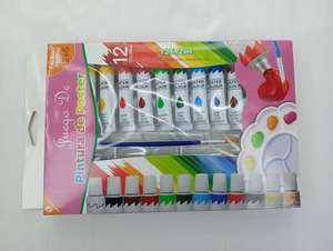 Ensemble de peinture 17 pièces, 12 peintures lavables non toxiques, 4 pinceaux, 1 palette - Product Image 6