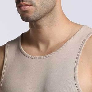 NAPA INDUSTRIES Débardeur tricoté sans manches col en V beige personnalisé avec logo imprimé pour homme, couleur unie décontractée en polyester/coton à séchage rapide - Product Image 5
