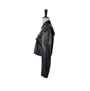 แจ็กเก็ตหนังแพะของผู้หญิงเสื้อแจ็กเก็ตหนังลายรักชาติพร้อมวัสดุบุผ้าฝ้ายระบายอากาศ - Product Image 3