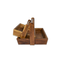 Boîte à pain élégante et moderne en teck durable avec finition mate naturelle, multifonctionnelle pour le stockage de boissons maison ou achetées en magasin