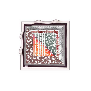 Écharpe en satin de soie vintage de créateur, motif carré bordeaux, design personnalisé pour le printemps et l'automne - Product Image 1