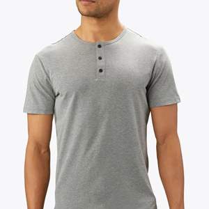 Customizable Wholesale Casual Slim Fit <b>Henley</b> <b>Shirt</b> Short Sleeve Muscle Wear Mens Gym T <b>Shirt</b> - Product Image 2