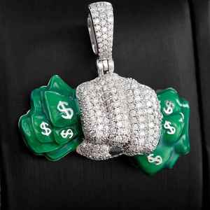 Matériaux de haute qualité Moissanite diamant pendentif émail argent saisir Hip Hop pendentif pour les fêtes cadeaux 925 argent Sterling - Product Image 3