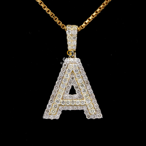 Joli pendentif alphabétique Hip Hop en argent sterling 925 et diamants ronds en moissanite taille brillant pour unisexe - Product Image 1