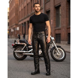 Chaps de cuero para motocicleta, de piel de vaca, largos, con cremalleras en las piernas, con cordones en la parte trasera, para montar, con logotipo personalizado, OEM, venta al por mayor - Product Image 5