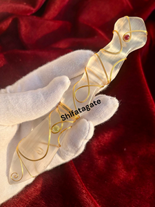 Offre Spéciale fait à la main sélénite cristal baguette magique fil d'or enveloppé spirituel guérison énergie outil de nettoyage poli élégant pilier - Product Image 2