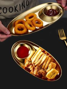 Hot Selling Hammered Gold Metal Snack Tray with Dip Bowl Luxury Plated Serving Dish for Chips, Appetizers & Parties - Product Image 3