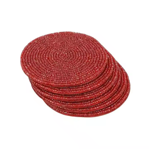 Posavasos de cuentas de semillas bordadas Paquete de posavasos de cuentas de semillas bordado floral hecho a mano por MD Handicrafts - Product Image 5