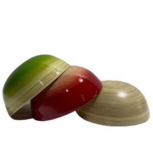 Juego de cuencos de cáscara de coco de bambú colorido, diseño bohemio pintado a mano, precio competitivo, logotipo personalizado, cuchara de frutas para perros, comida - Product Image 1