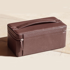 Estuche organizador de cuero natural con logotipo personalizado para estuches de belleza Estuche de maquillaje con cremallera de cuero PU Prácticas bolsas y estuches de cosméticos - Product Image 6