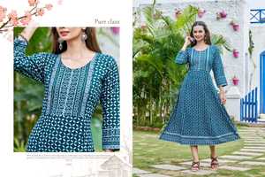 Heavy Rayon Printed Hand <strong>Work</strong> Stitching <strong>Patterns</strong> Mix and Match Kurtis for Sale-Fashion-Traditional Salwar Kameez Style - Product Image 5