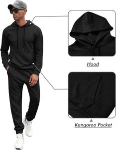 Survêtement pour homme de haute qualité, coupe classique, logo personnalisé, design haut de gamme, respirant, capuche, poids lourd, 100% coton, pour l'hiver - Product Image 3