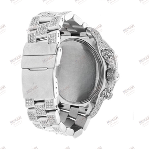 Reloj de diamantes de moissanita brillante con piedras heladas, pulsera de acero inoxidable duradera y estilo de lujo moderno atemporal - Product Image 3