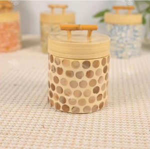 Pot en bambou avec incrustation de nacre, fait à la main au Vietnam, pour les boutiques de souvenirs et les cadeaux de vente au détail - Product Image 3