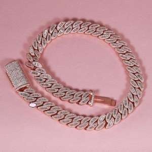 Cadena de eslabones cubanos de diamante Moissanite con corte de Baguette de 14mm, magnífico encanto de joyería de eslabones de Hip Hop para regalos, Plata de Ley 925 - Product Image 2