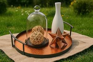 Plateau en cuivre pur de haute qualité avec un design indien traditionnel pour la décoration de la maison de luxe au prix de gros par AALIYAN IMPEX - Product Image 2