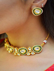 Collar Gargantilla Statement, Joyería Kundan de Cobre, Hecho a Mano, Étnico, para Boda, Compromiso, Aniversario, Regalo, Collar Verde para Mujer - Product Image 5