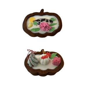 Vela de cuenco de masa de madera de acacia natural con forma de calabaza para mesa de decoración navideña de la fábrica de Vietnam - Product Image 2